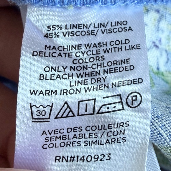 LOFT Tall Fluid Wide Leg Elastic Waist Pants in Bouquet Linen Blend Floral LT - Picture 10 of 12